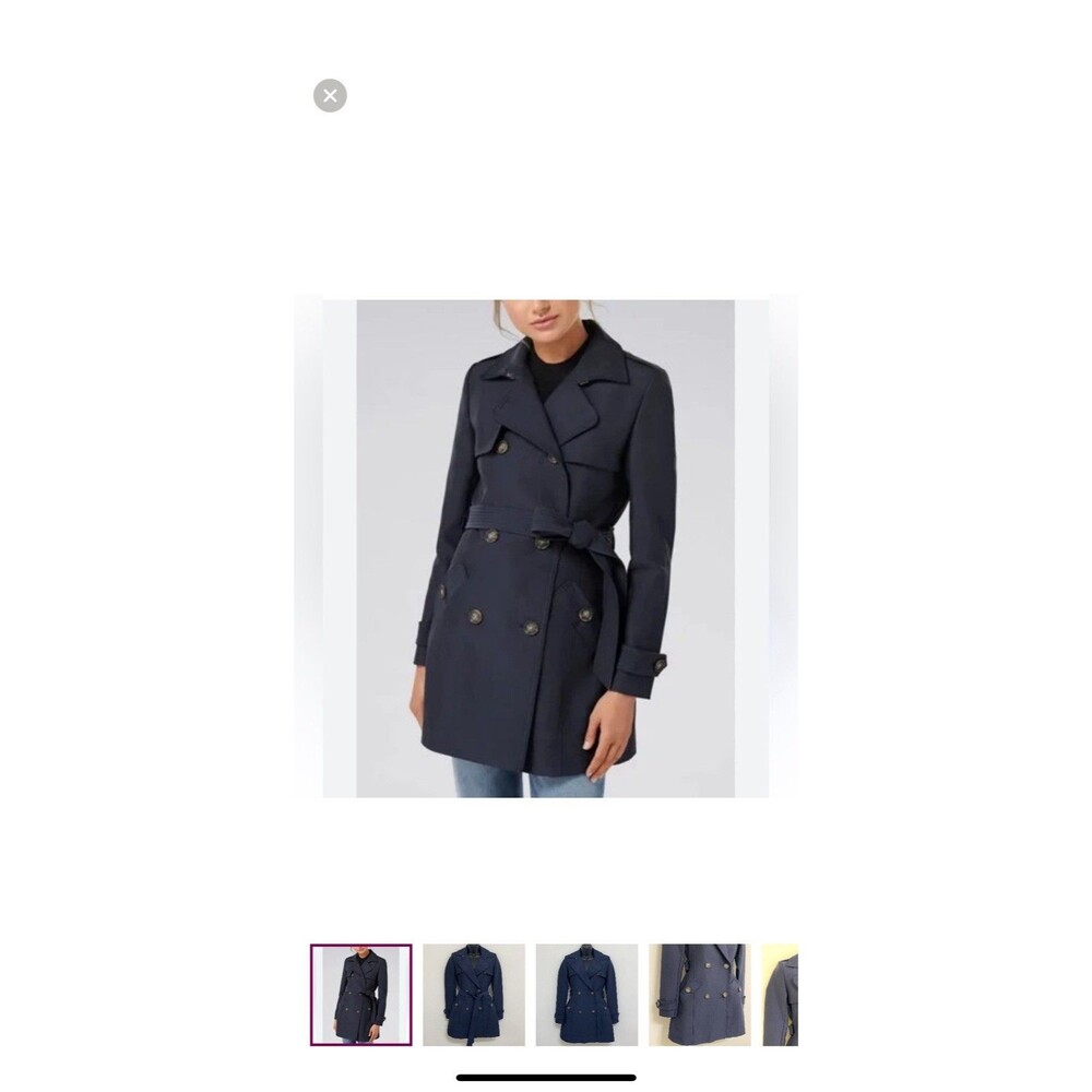 Ever New Navy Blue Melbourne Belted Short Trench Coat Jacket Size 0